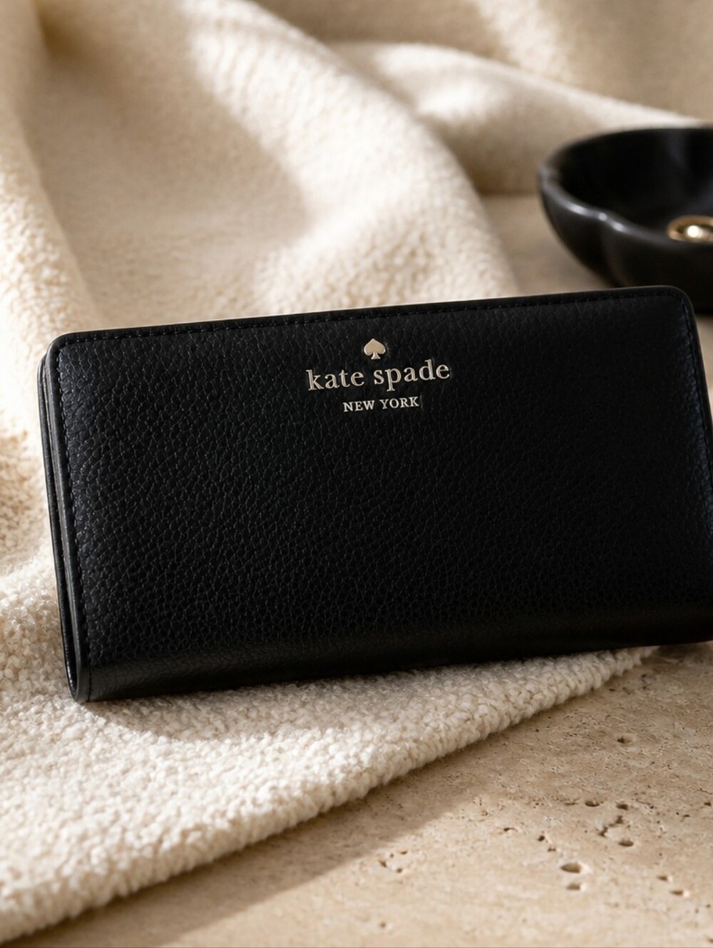 Kate Spade Black Leather Zip Wallet
